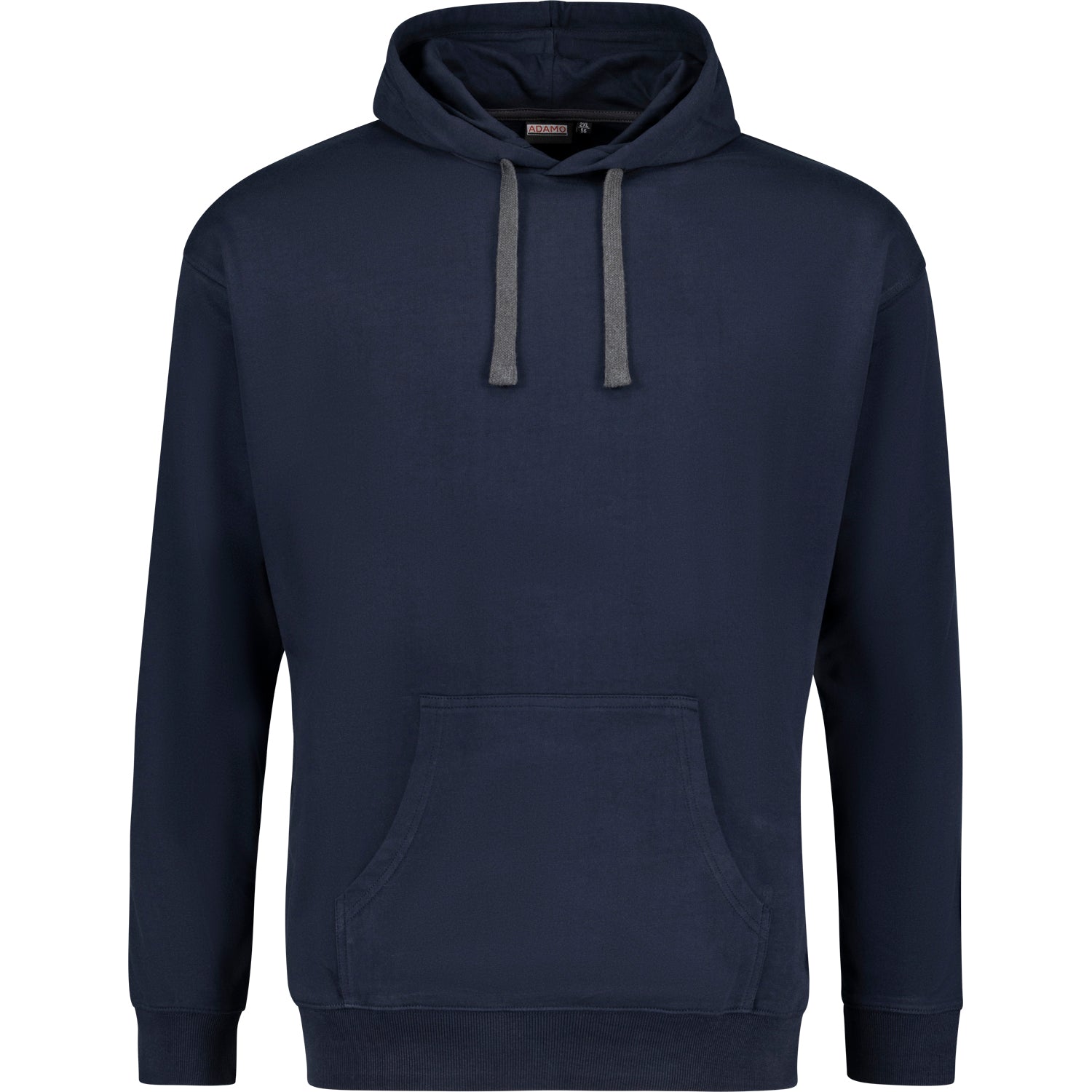 Navyfarbenes Kapuzensweatshirt von ADAMO mit Kängurutasche, ideal für Männer in Übergrößen, erhältlich bis 14XL.