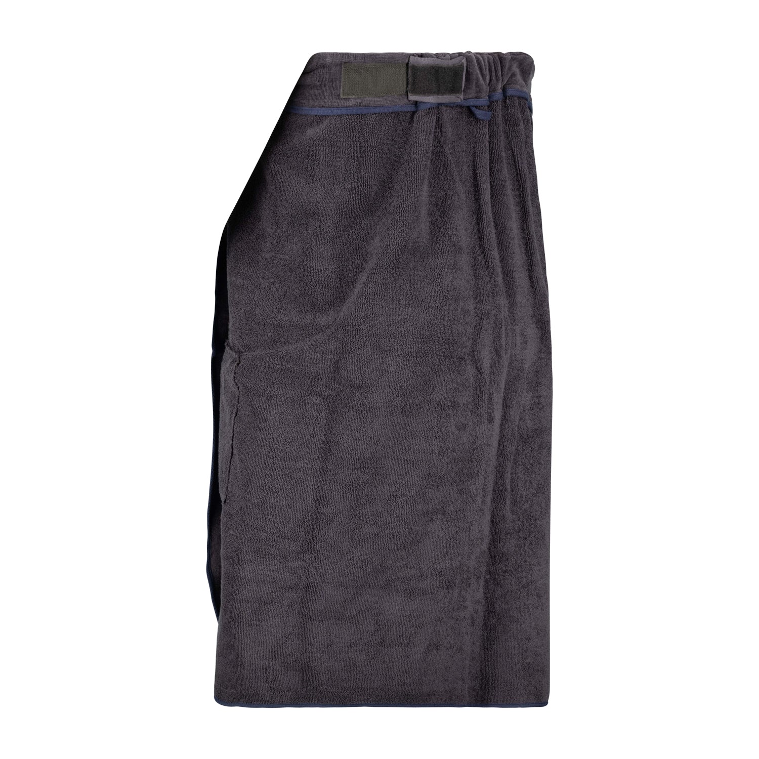 Innenansicht ADAMO Damen XXL-Sauna Kilt in Anthrazit mit Klettverschluss und Seitentaschen, weiches Material.